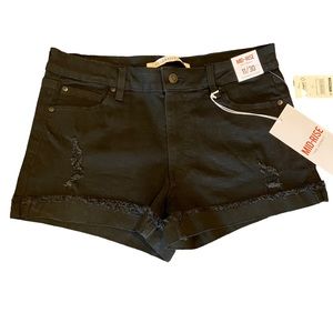 Distressed Black Denim Shorts Casual Athleisure Summer Classic Stretch Basic